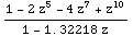 (1 - 2 z^5 - 4 z^7 + z^10)/(1 - 1.32218 z)